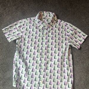 Janie and Jack Kids Sailboat Print Shirt - Purple and Green